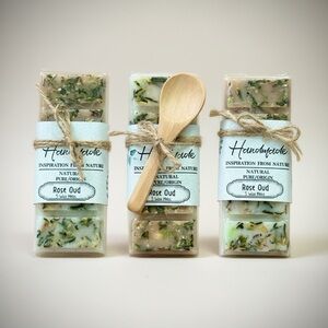 🌹 Rose Oud Botanical Wax Melts • Snap Bar Trio •  15 Melts + Wooden Spoon • 6 OZ